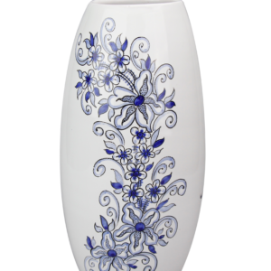 Vase Obus petit modèle Fleurs et Oiseau bleu